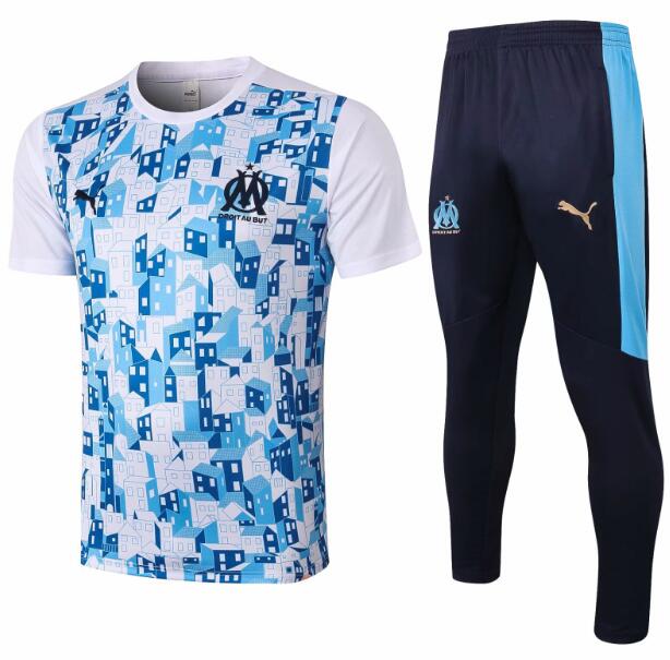 Marseille Blue White Short Sleeve Training Sets 2020/21